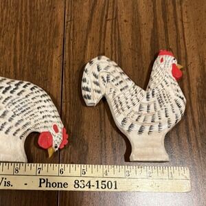James haddon carved wooden chickens